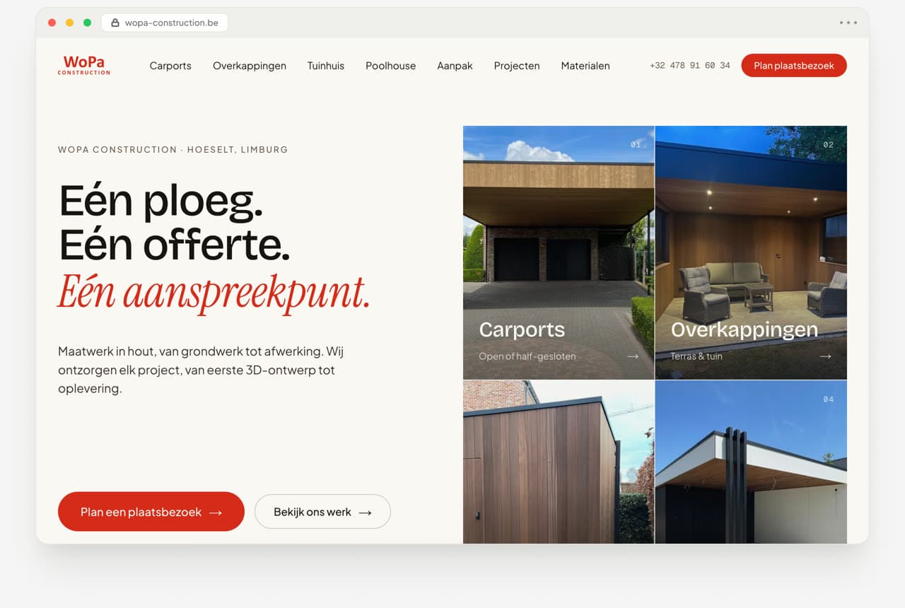WOPA Construction bedrijfssite